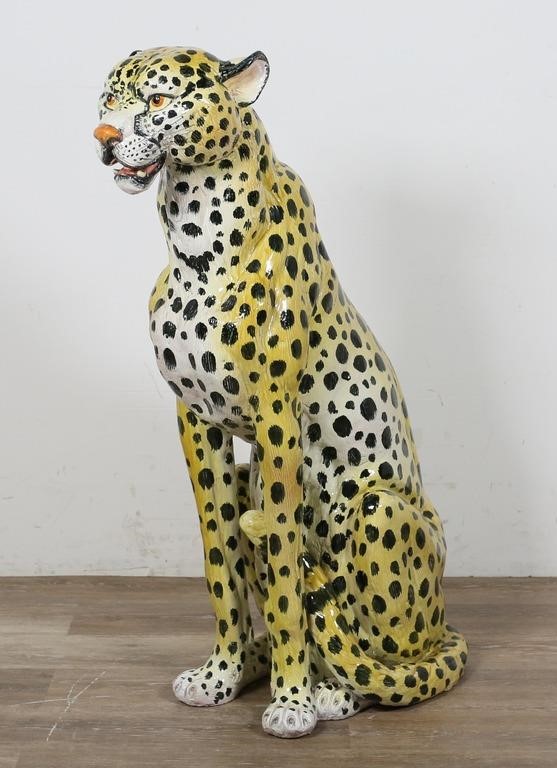 TERRA COTTA CHEETAH SCULPTURELarge 34261c