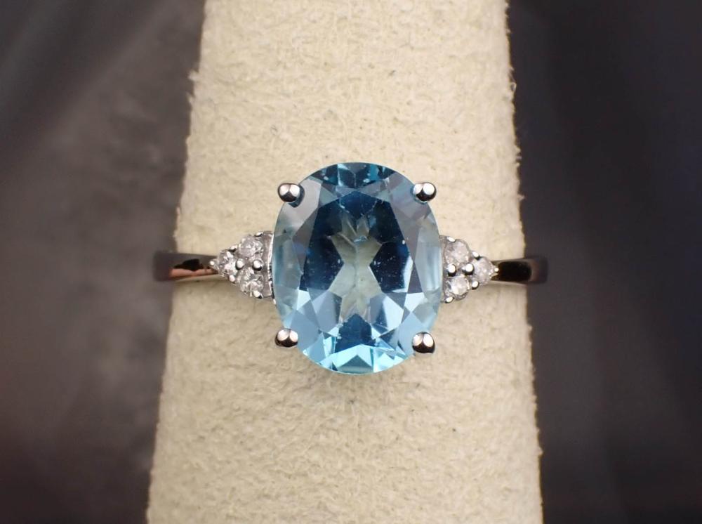 BLUE TOPAZ DIAMOND AND GOLD RINGBLUE 34267a