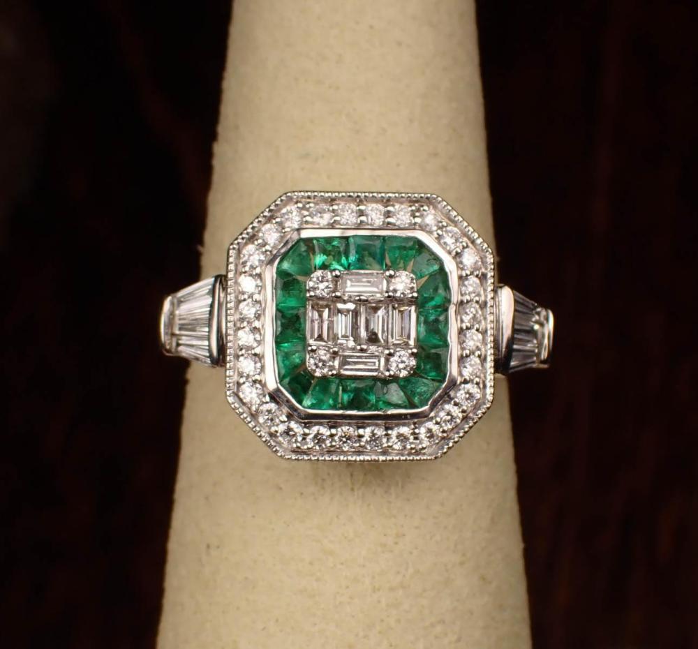 DIAMOND, EMERALD AND GOLD RINGDIAMOND,