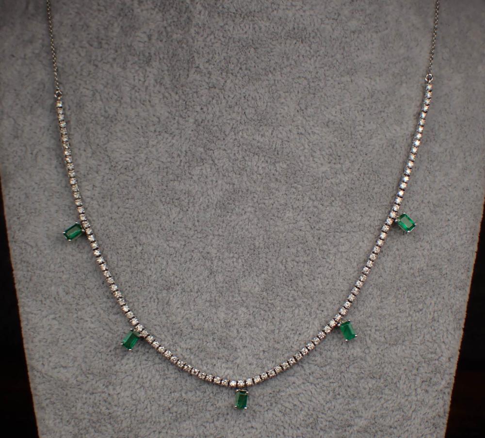 DIAMOND EMERALD AND GOLD NECKLACEDIAMOND  3426ce