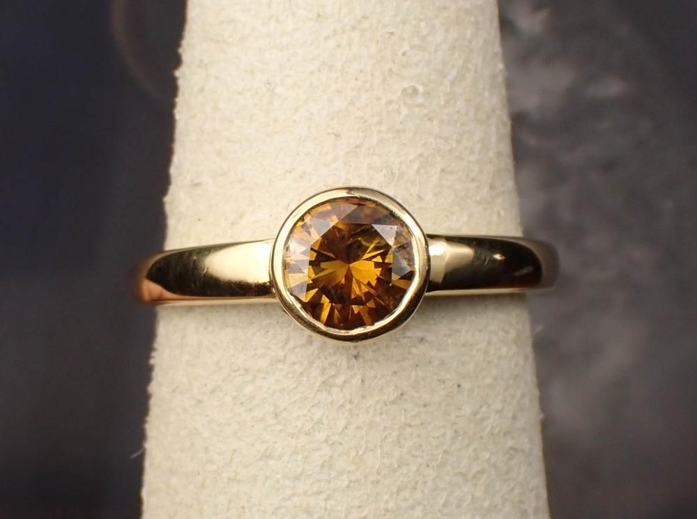 FANCY BROWN DIAMOND AND GOLD RINGFANCY