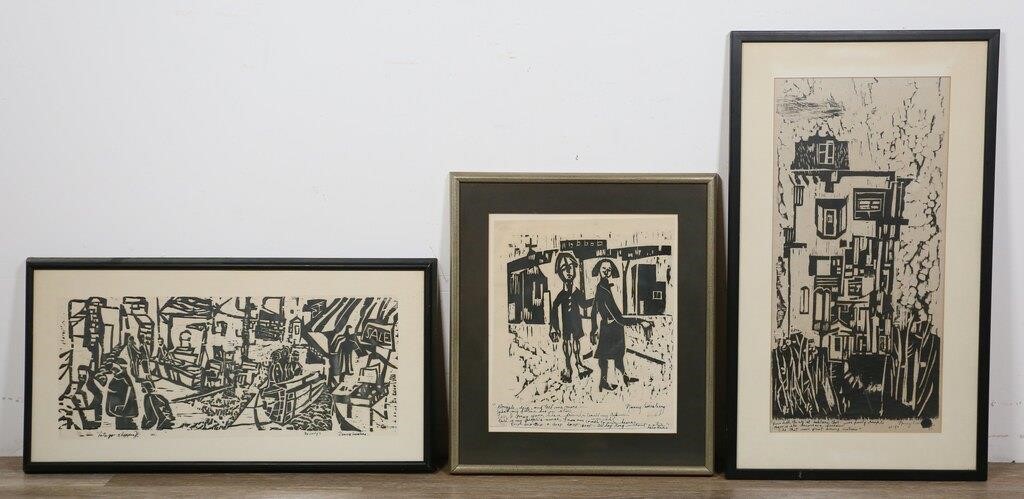 3 NANCY WEISBERG WOODBLOCK PRINTSNancy