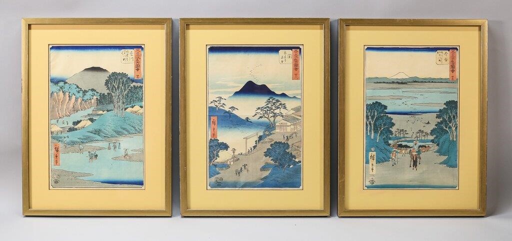 3 UTAGAWA HIROSHIGE WOODBLOCK PRINTSUtagawa