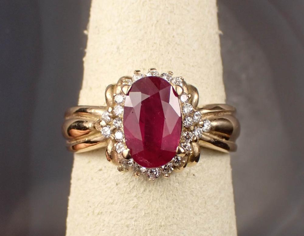 RUBY DIAMOND AND GOLD RINGRUBY  3426f5