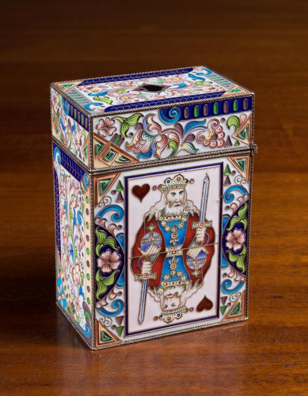 RUSSIAN FABERGE ENAMELED SILVER