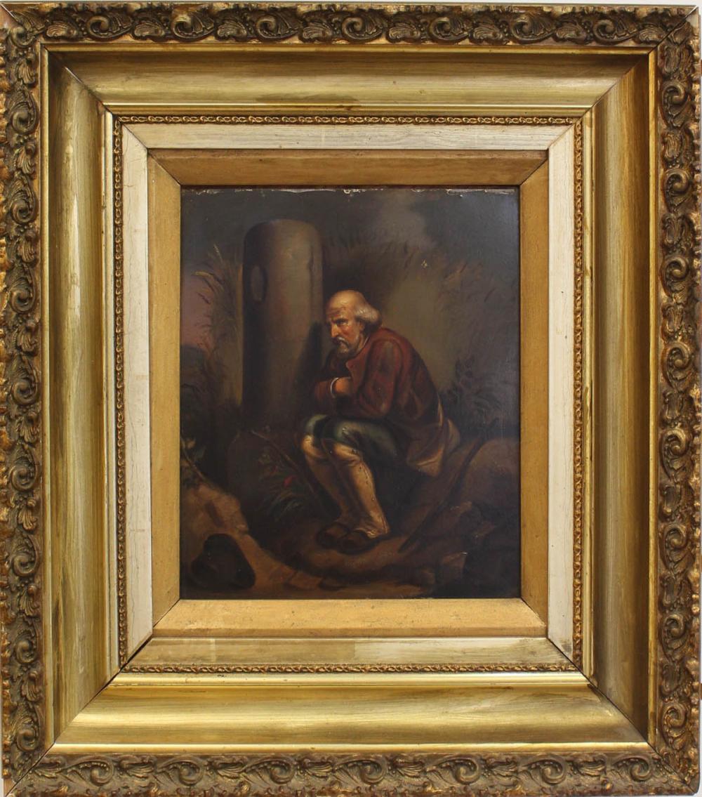 OIL ON TIN PORTRAIT OF A PENSIVE 342712