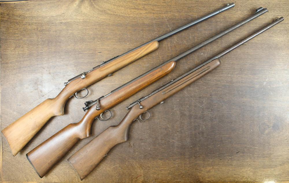 THREE SINGLE SHOT BOLT ACTION 22