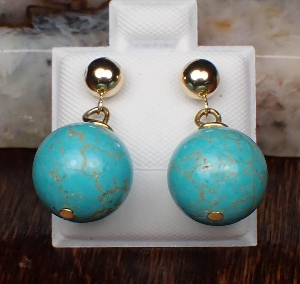 PAIR OF TURQUOISE AND GOLD EARRINGSPAIR 342767