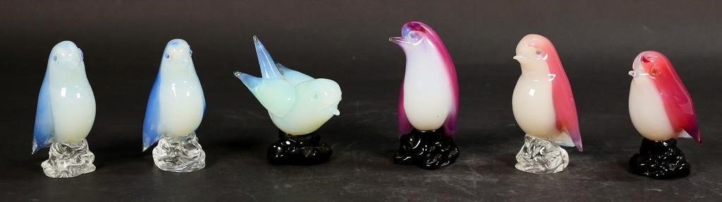 6 MURANO STYLE BLOWN GLASS BIRDS6 342773