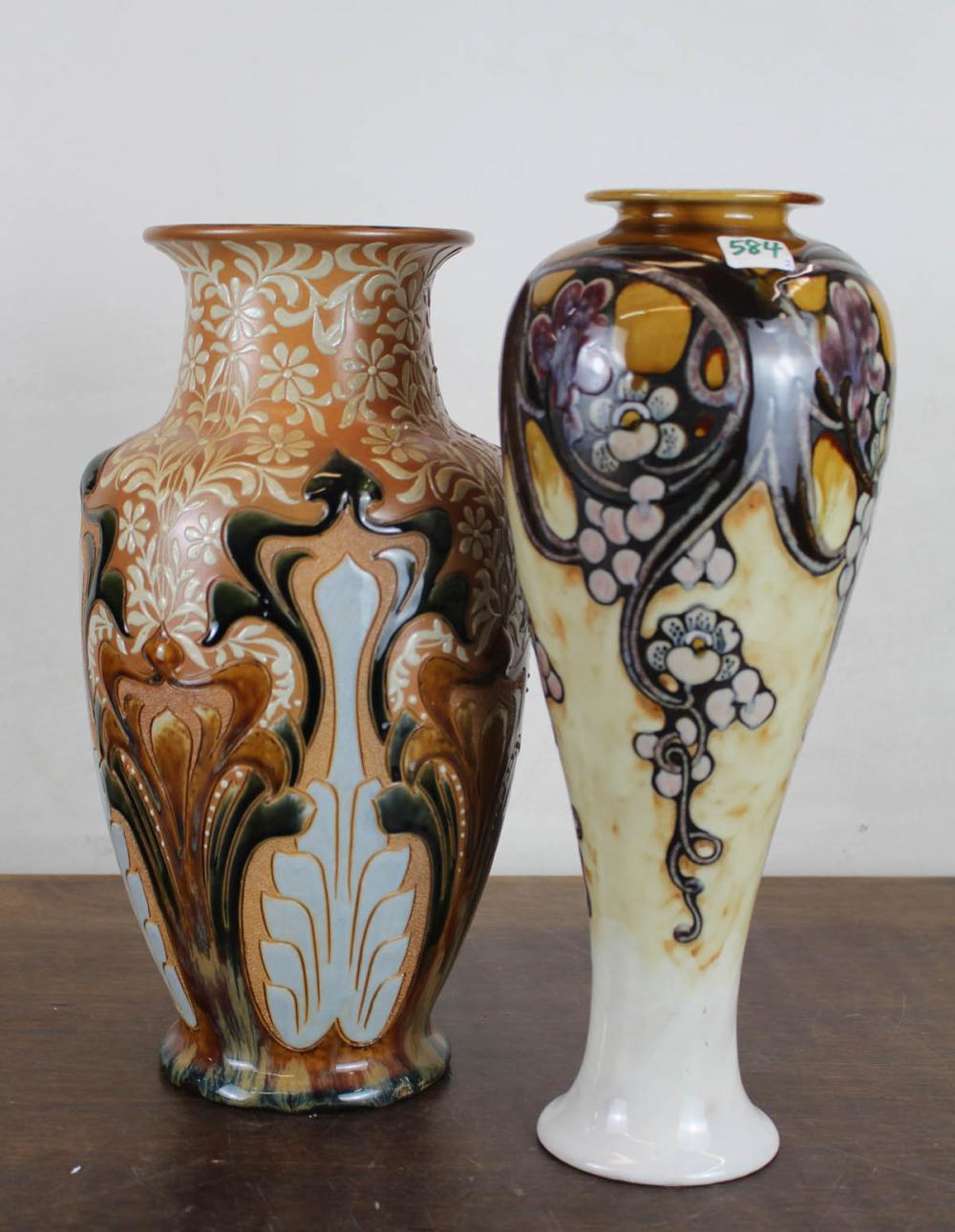 TWO ENGLISH ROYAL DOULTON ART POTTERY