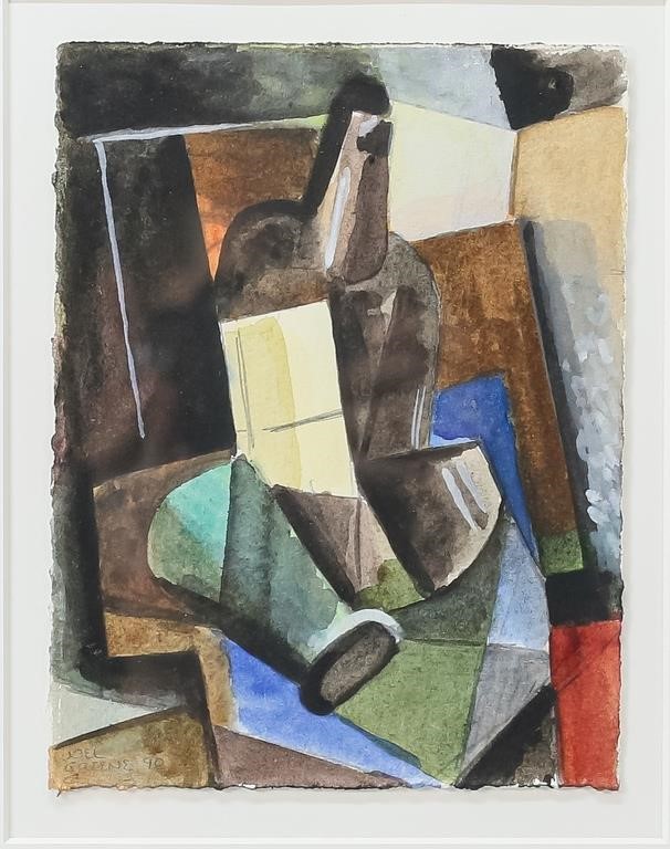 JOEL GREENE WATERCOLOR CUBIST STILL 3427ce