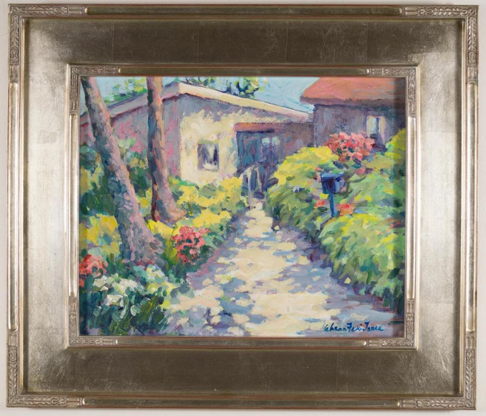 STUCCO HOUSE WITH PATHWAY AND FLOWERSSTUCCO 342843