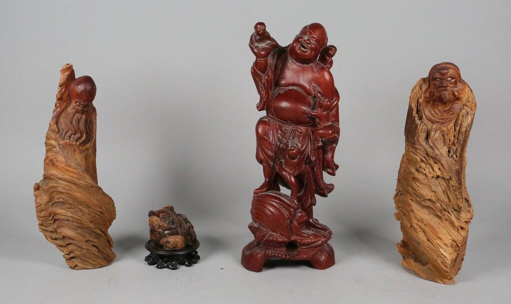 4 CHINESE WOOD SCULPTURESSandalwood 342875