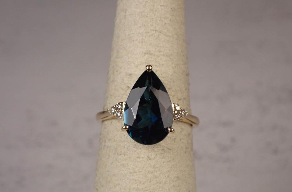 BLUE TOPAZ DIAMOND AND GOLD RINGBLUE 34287d