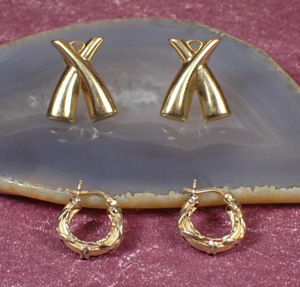 TWO PAIRS OF FOURTEEN KARAT GOLD