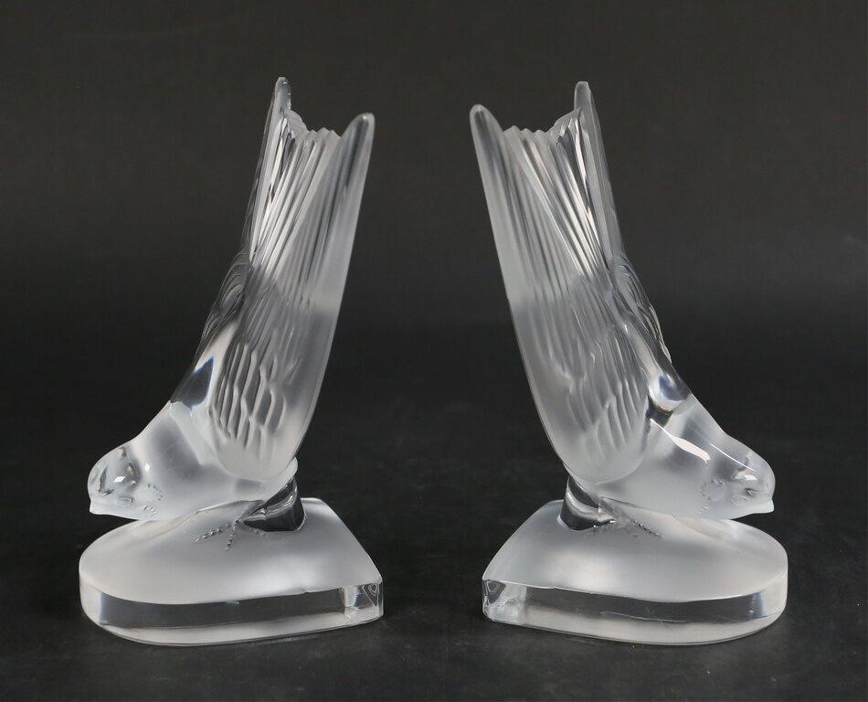 PAIR OF SIGNED LALIQUE HIRONDELLE