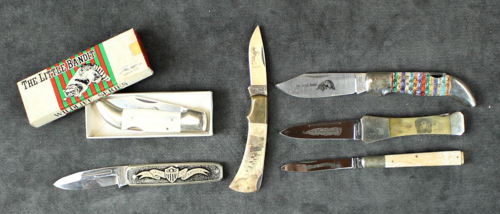 COLLECTION OF SIX FOLDING POCKET KNIVESCOLLECTION