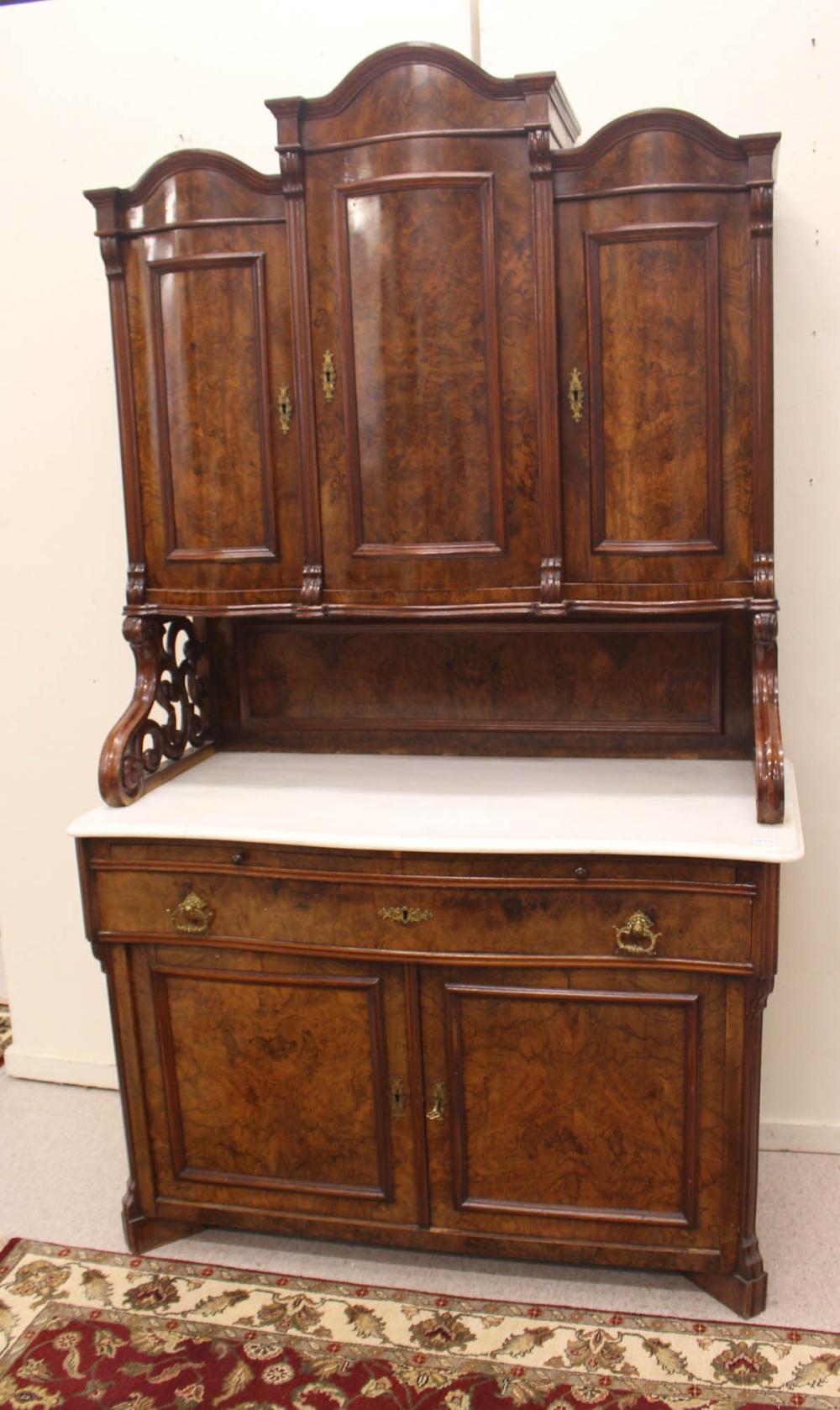 VICTORIAN WALNUT AND BURL WALNUT SIDEBOARDVICTORIAN