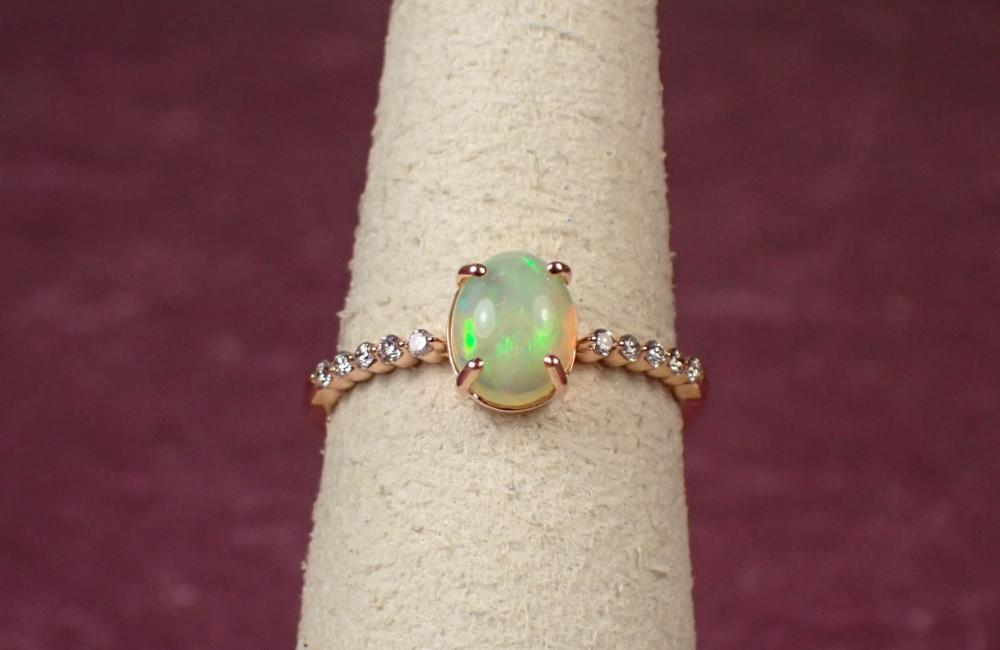 OPAL, DIAMOND AND FOURTEEN KARAT