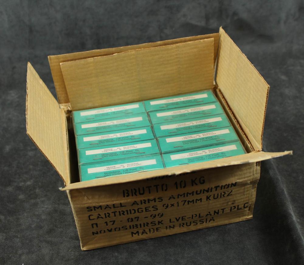 CASE OF RUSSIAN 9X17MM KURZ AMMUNITION