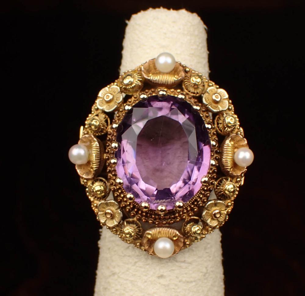 VICTORIAN AMETHYST AND SEED PEARL