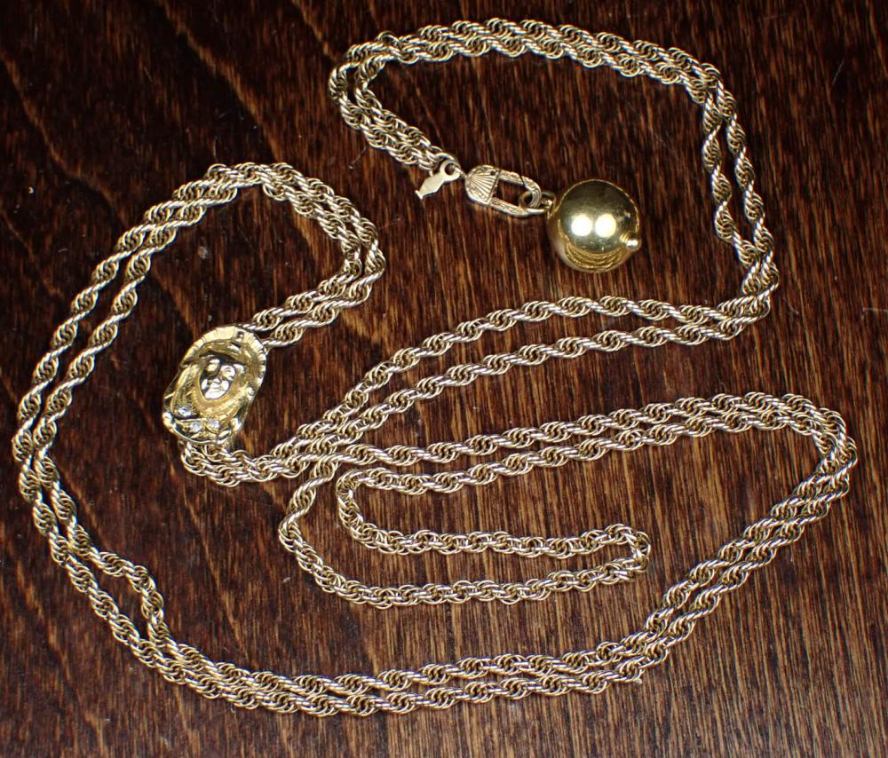 GOLD ROPE CHAIN AND BALL PENDANT
