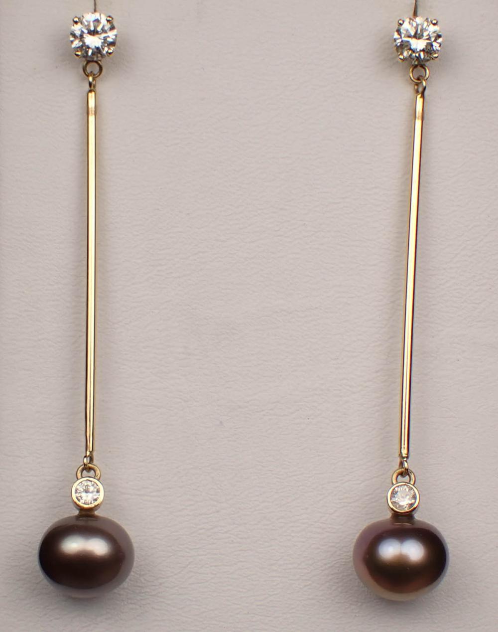 DIAMOND AND TAHITIAN BUTTON PEARL 342a56