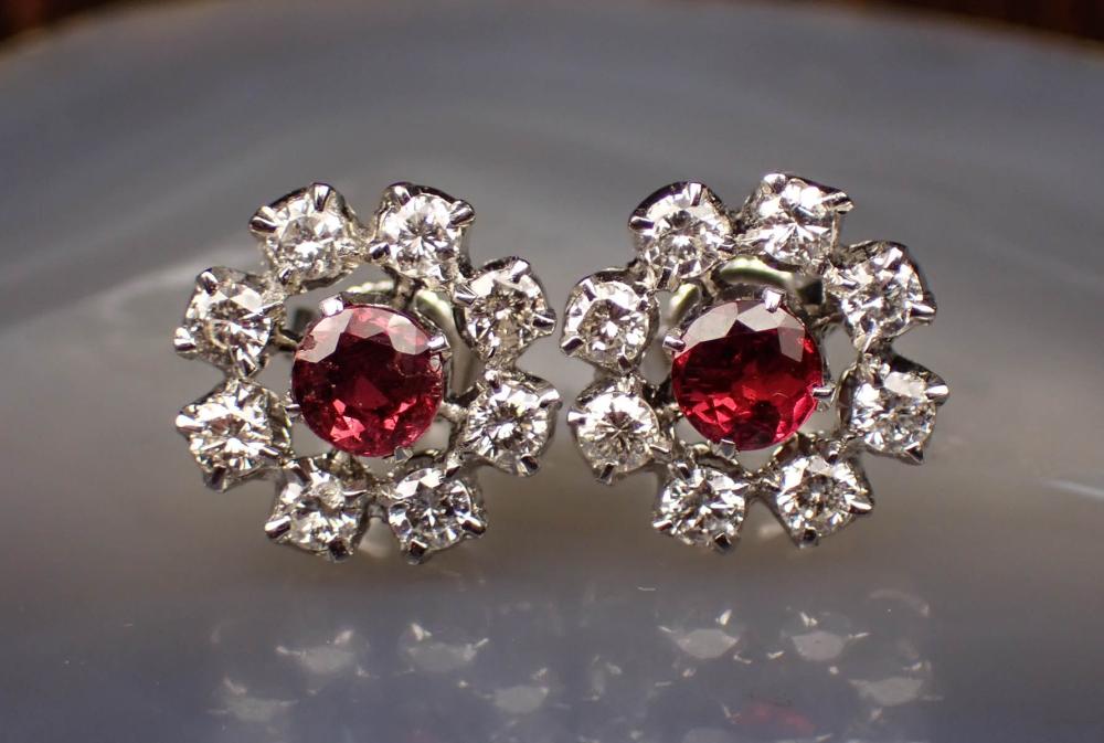 PAIR OF RUBY DIAMOND AND WHITE 342a75