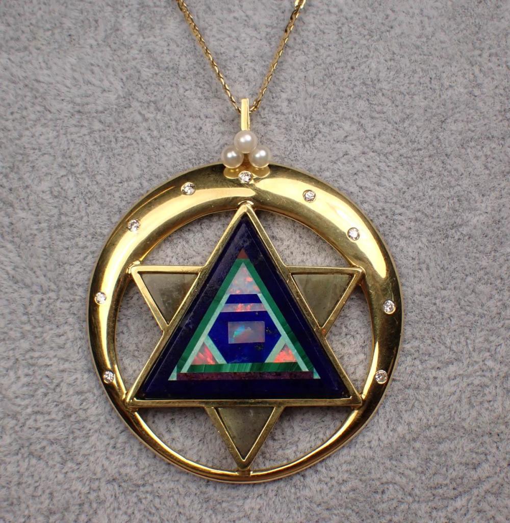 INLAID STAR OF DAVID PENDANT NECKLACEINLAID