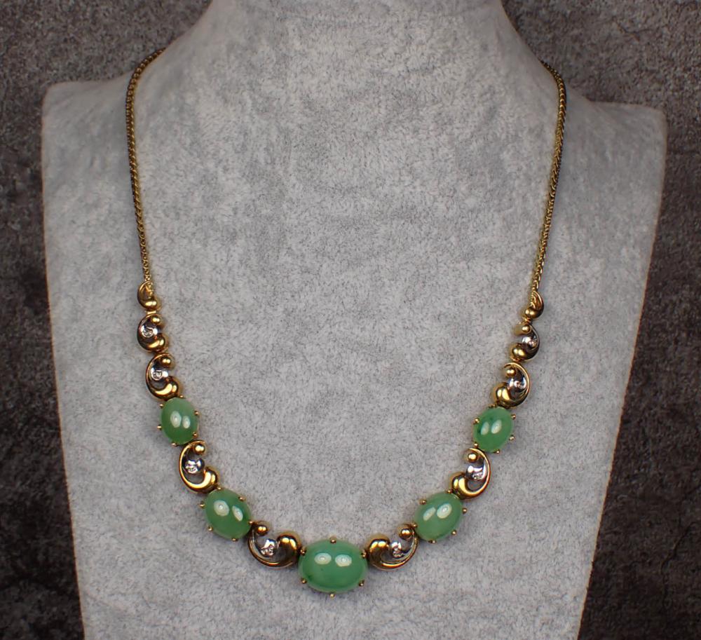 DIAMOND AND GREEN JADE NECKLACEDIAMOND