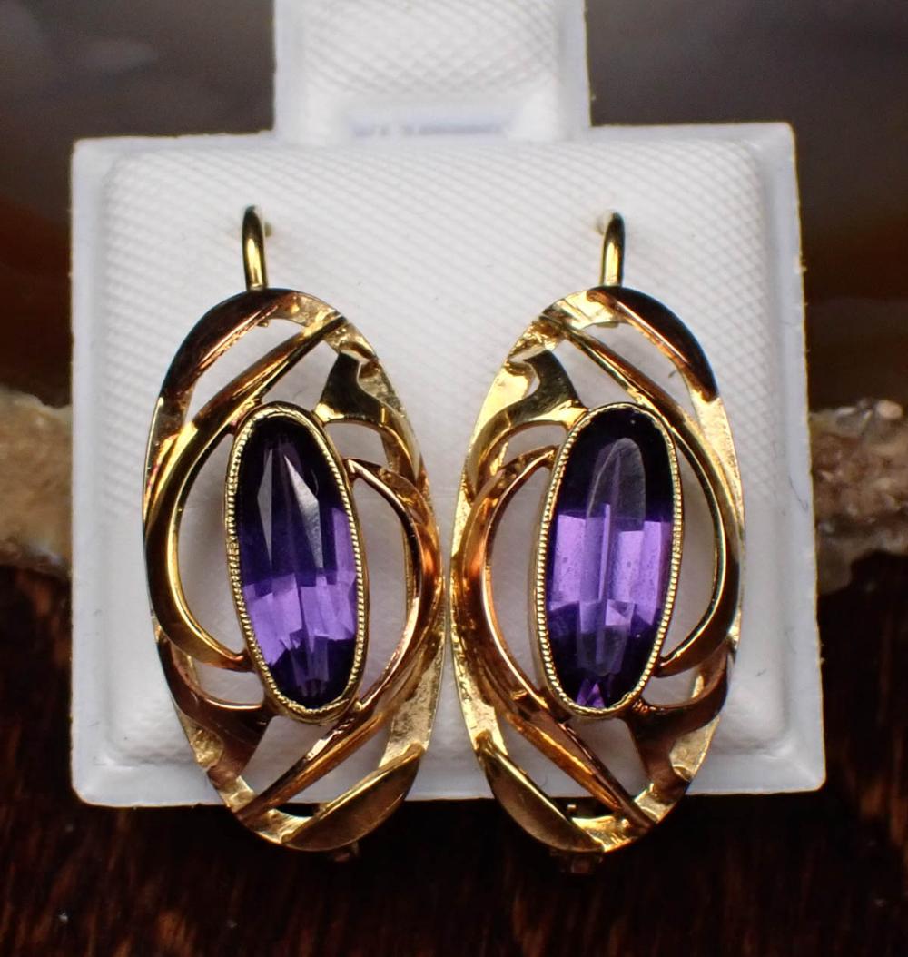 PAIR PURPLE SAPPHIRE SOLITAIRE 342adc