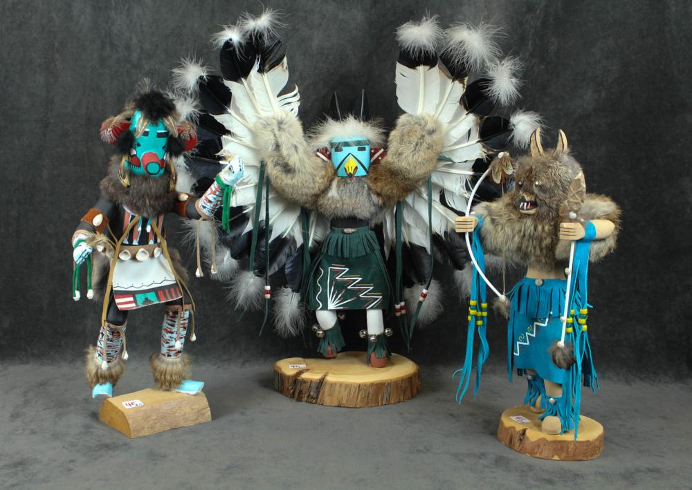 THREE ARTIST SIGNED KACHINA FIGURESTHREE 342b22