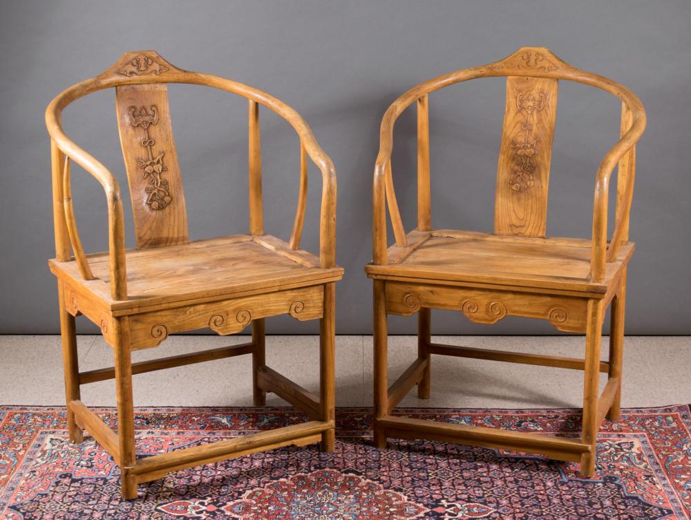 PAIR OF CHINESE MING STYLE ARMCHAIRSPAIR