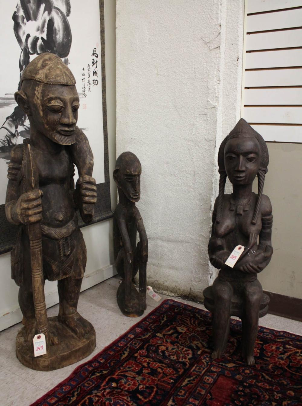 THREE LARGE AFRICAN TRIBAL WOOD 342beb