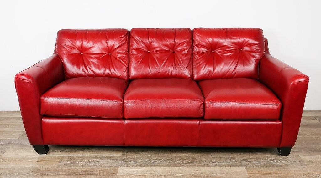 ART DECO STYLE RED LEATHER SOFAArt 342db4