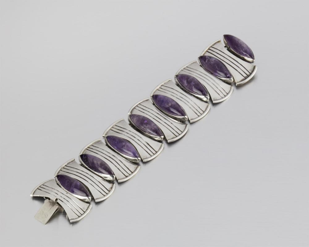 A HECTOR AGUILAR SILVER AND AMETHYST