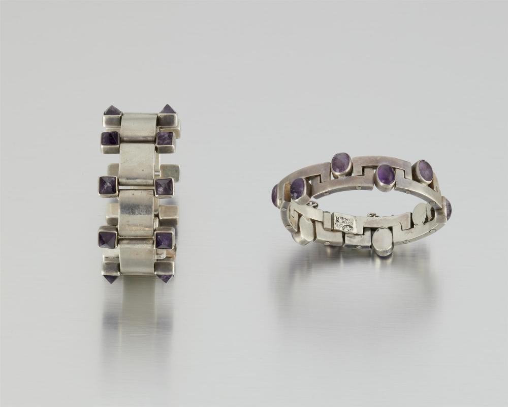 TWO ANTONIO PINEDA SILVER AND AMETHYST