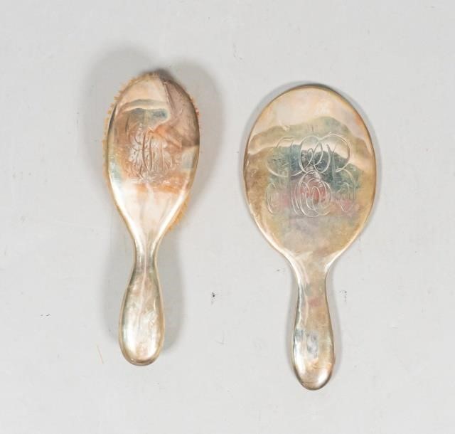 STERLING HAND MIRROR AND HAIRBRUSHLadies