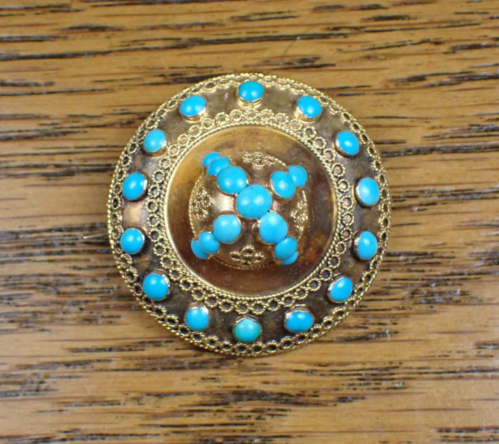 TURQUOISE AND FOURTEEN KARAT GOLD