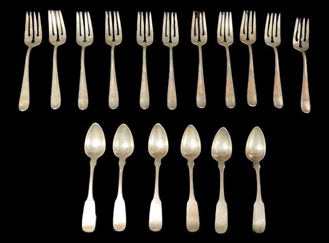 17 SILVER SPOONS AND FORKS6 coin 3408c1