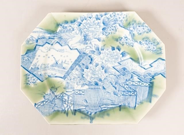 JAPANESE TRANSFER PORCELAIN PLATTEROctagonal