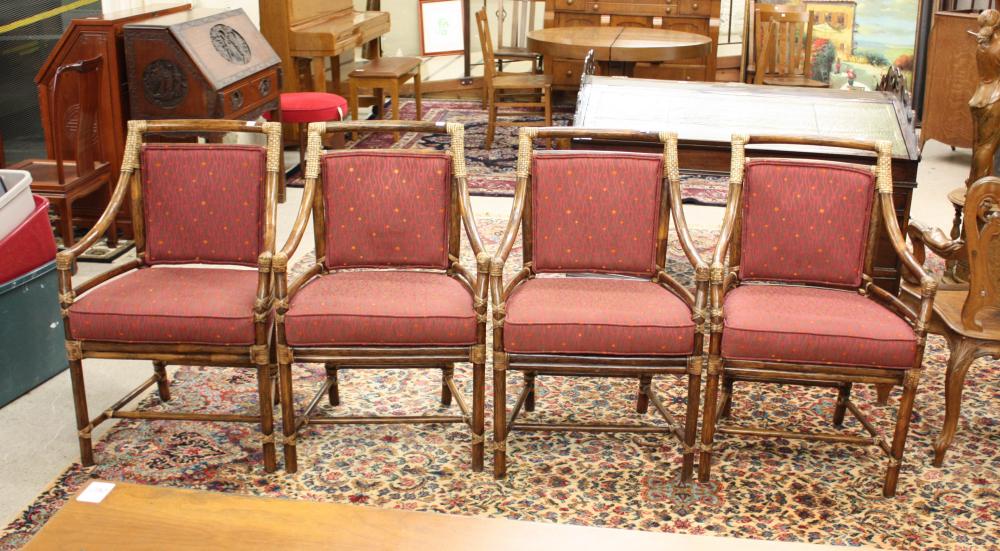 A SET OF FOUR MCGUIRE RATTAN ARMCHAIRSA 340900