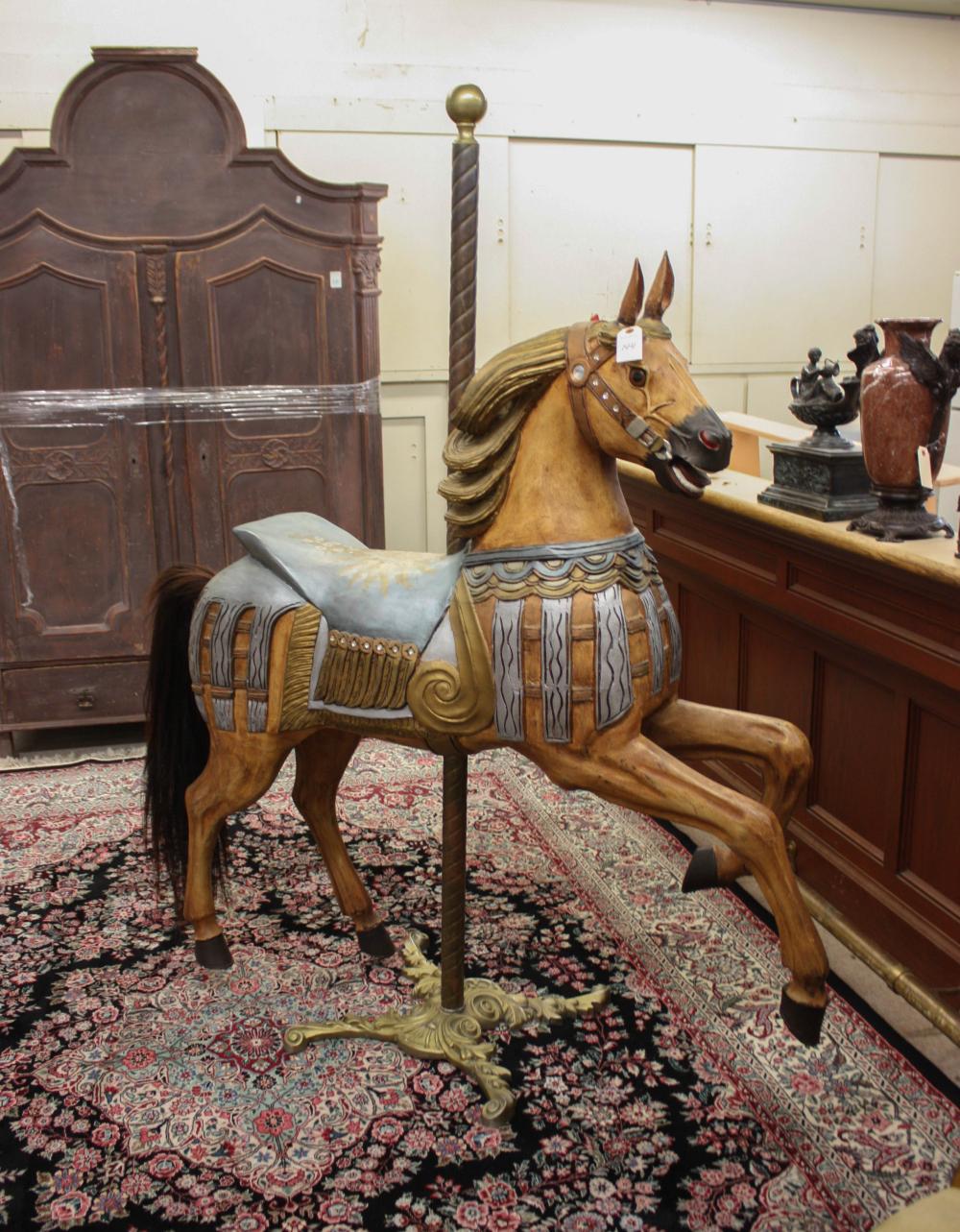 CARVED AND PAINTED WOOD CAROUSEL