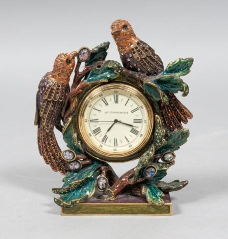 JAY STRONGWATER ENAMELED BIRD CLOCKA 34093f