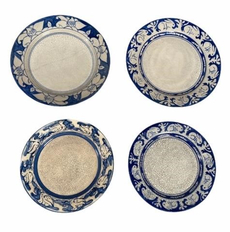 4 DEDHAM POTTERY PLATESWhite crackle 340941