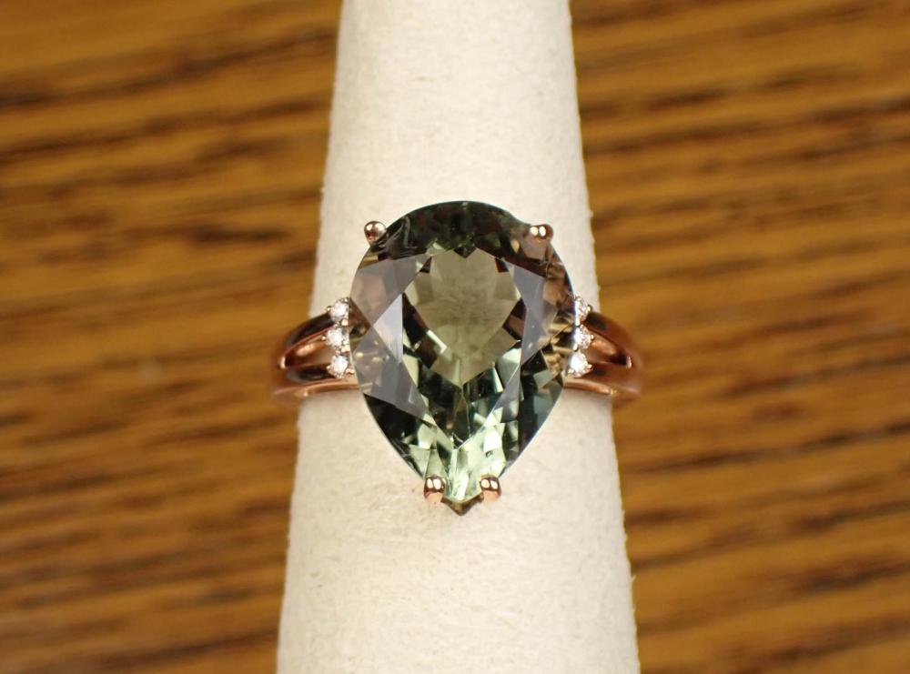 PRASIOLITE DIAMOND AND FOURTEEN 3409a9