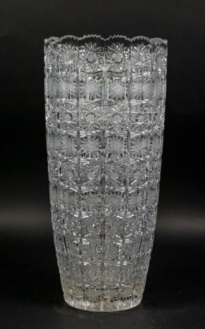 CZECH CUT GLASS VASELarge cut glass