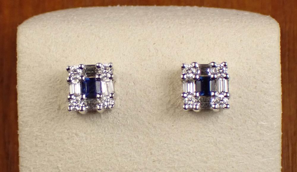 PAIR OF DIAMOND AND SAPPHIRE EAR 340a29