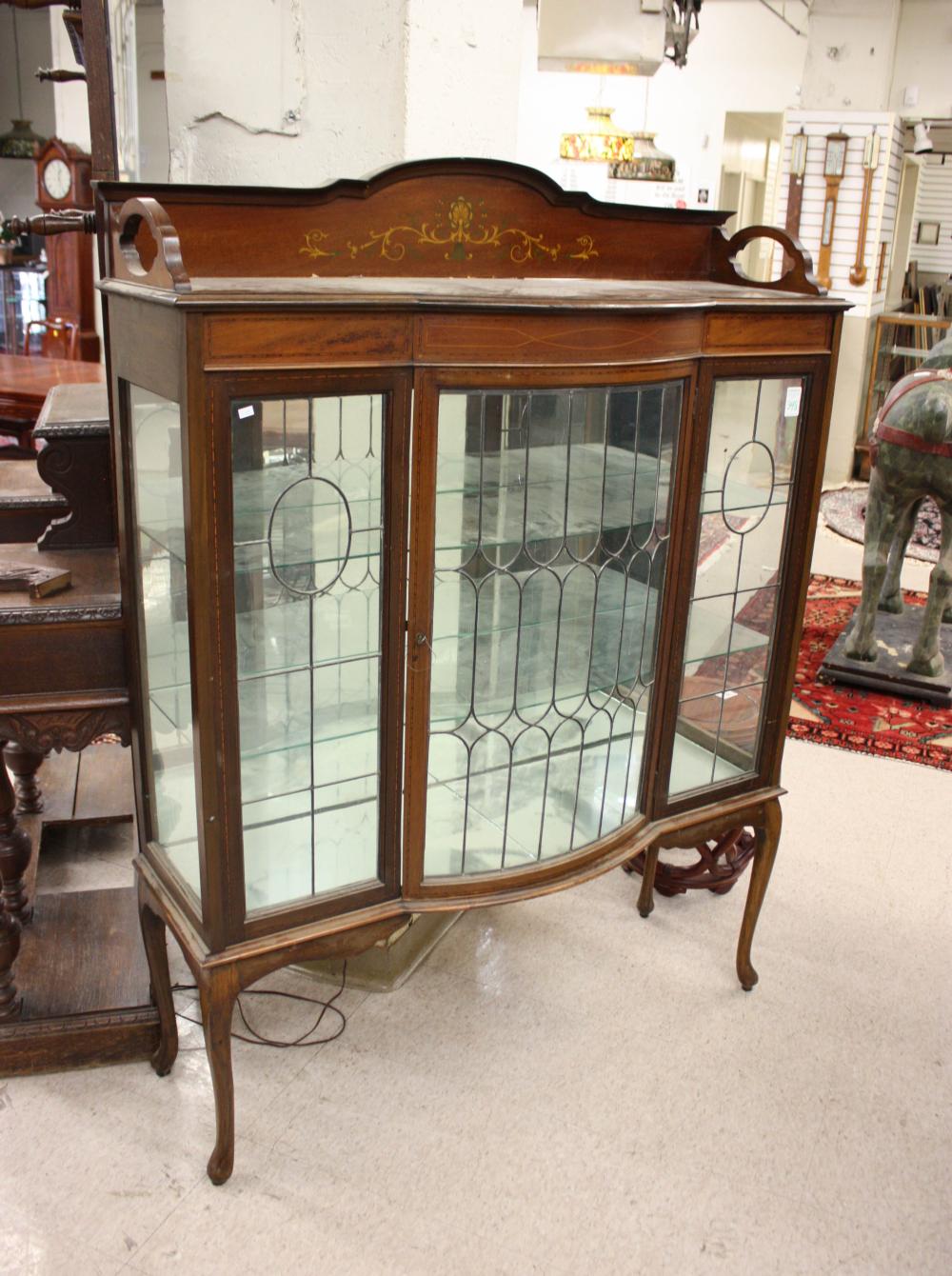 INLAID MAHOGANY AND LEADED GLASS 340a37