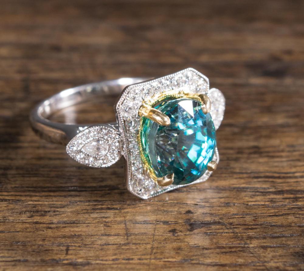 BLUE ZIRCON DIAMOND AND FOURTEEN 340a58